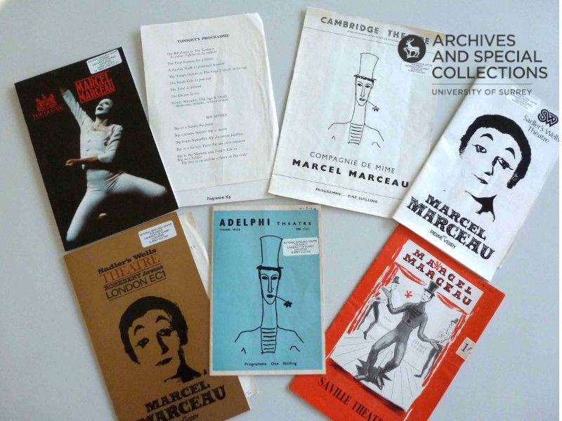 Programmes for Marcel Marceau performances held in the Archives at Surrey
