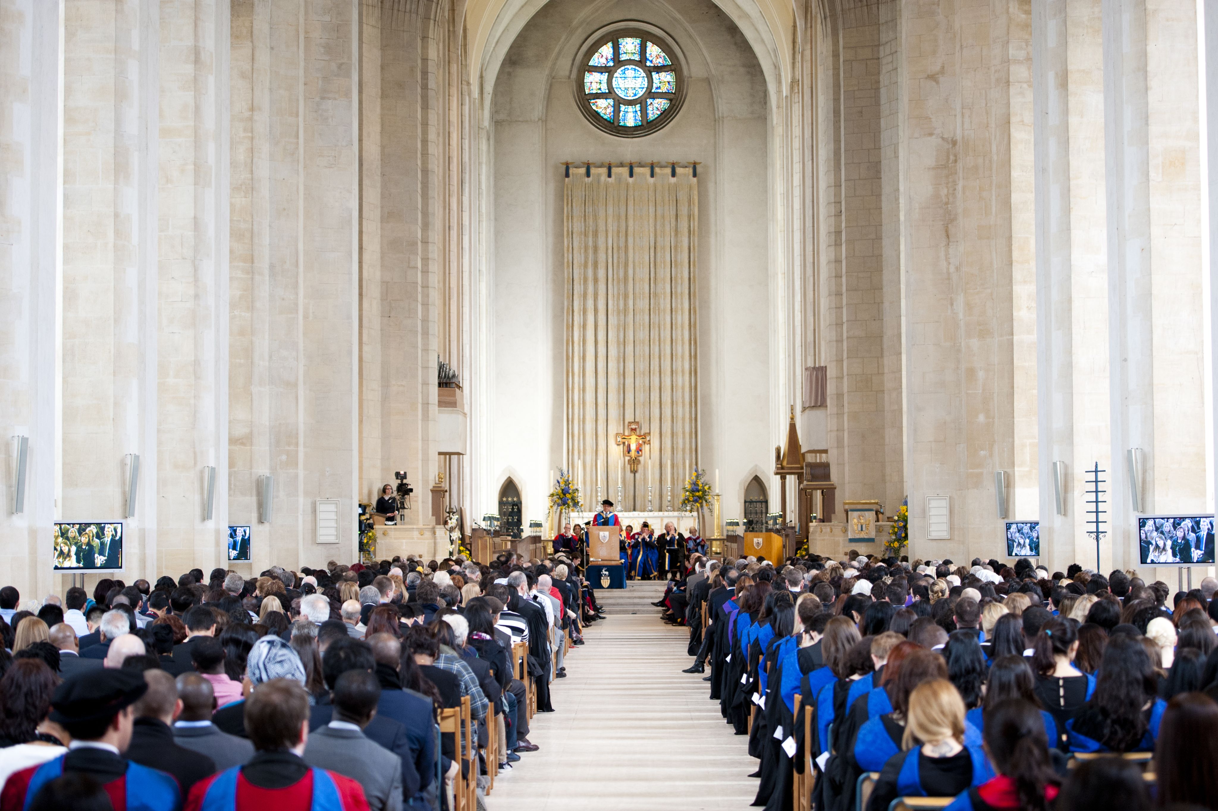 Surrey students inside Guildford cathedral on their graduation day