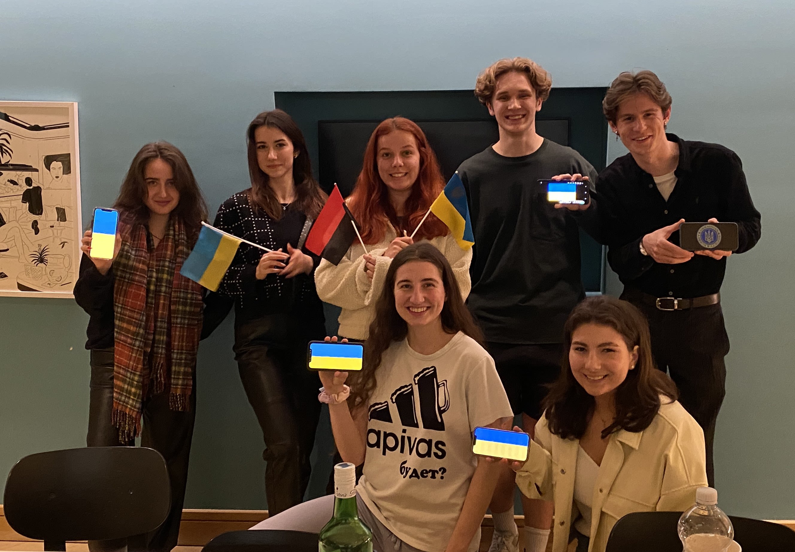 Members of the University's Ukrainian society pose for a photo