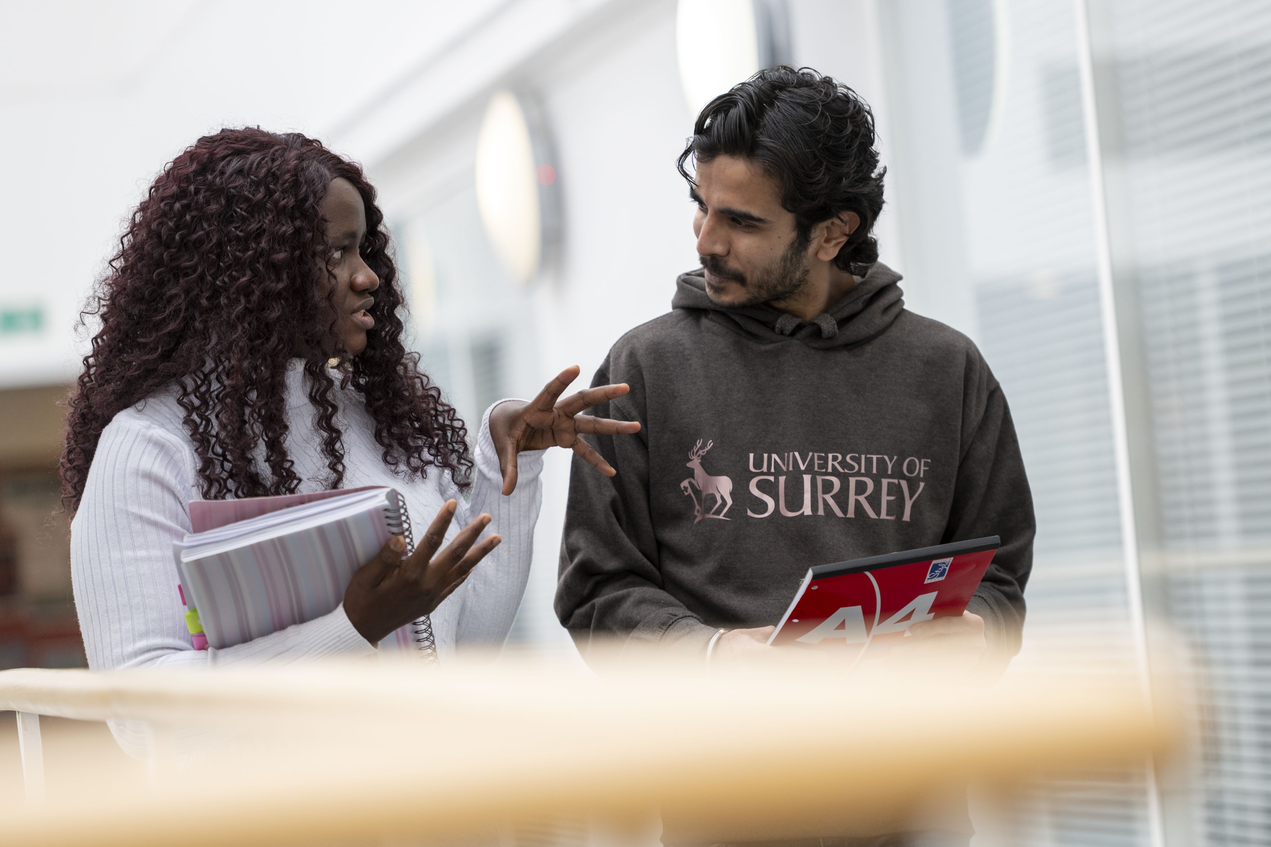 Precious Ibe chats to fellow PG student Anirudh Joshi