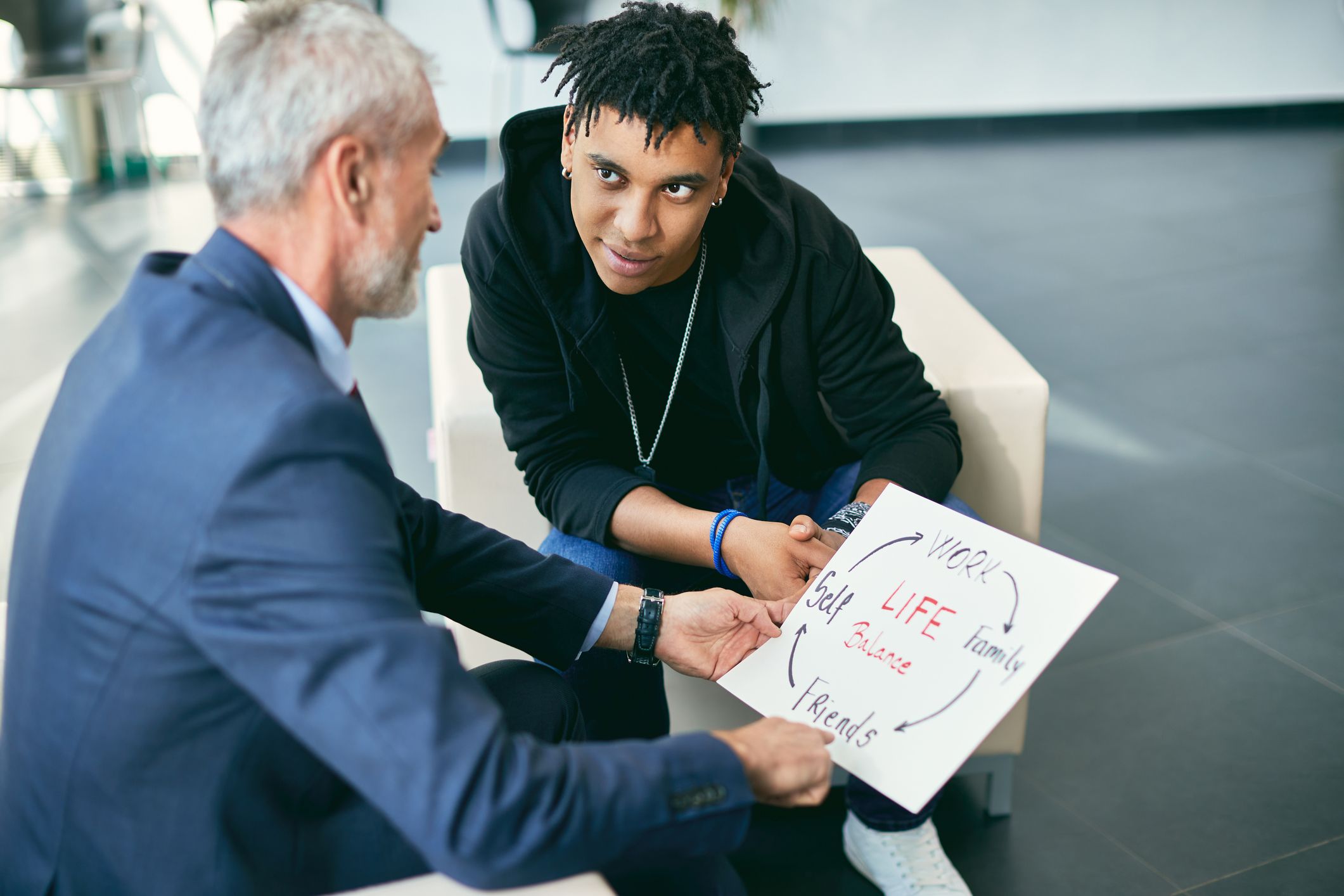 students outside the library 