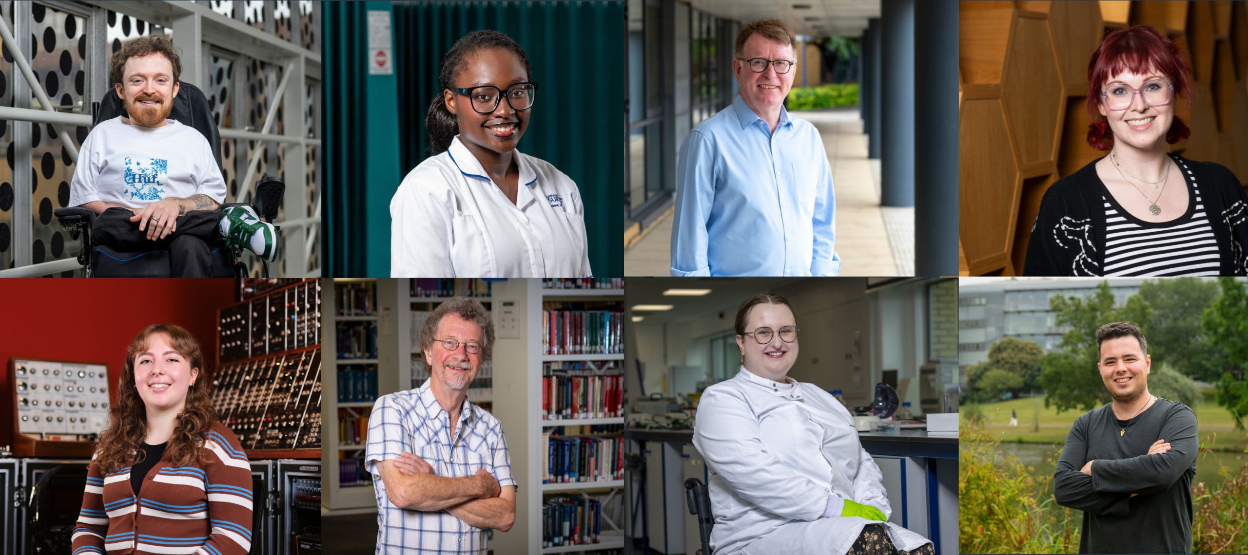 Clockwise from top left: Theo Donnelly, Jaden Ogunlade, Bob Nichol, Emily Boucher, Huw Samuel, Abi Hayes, Martyn Sandford, Natasha Winge