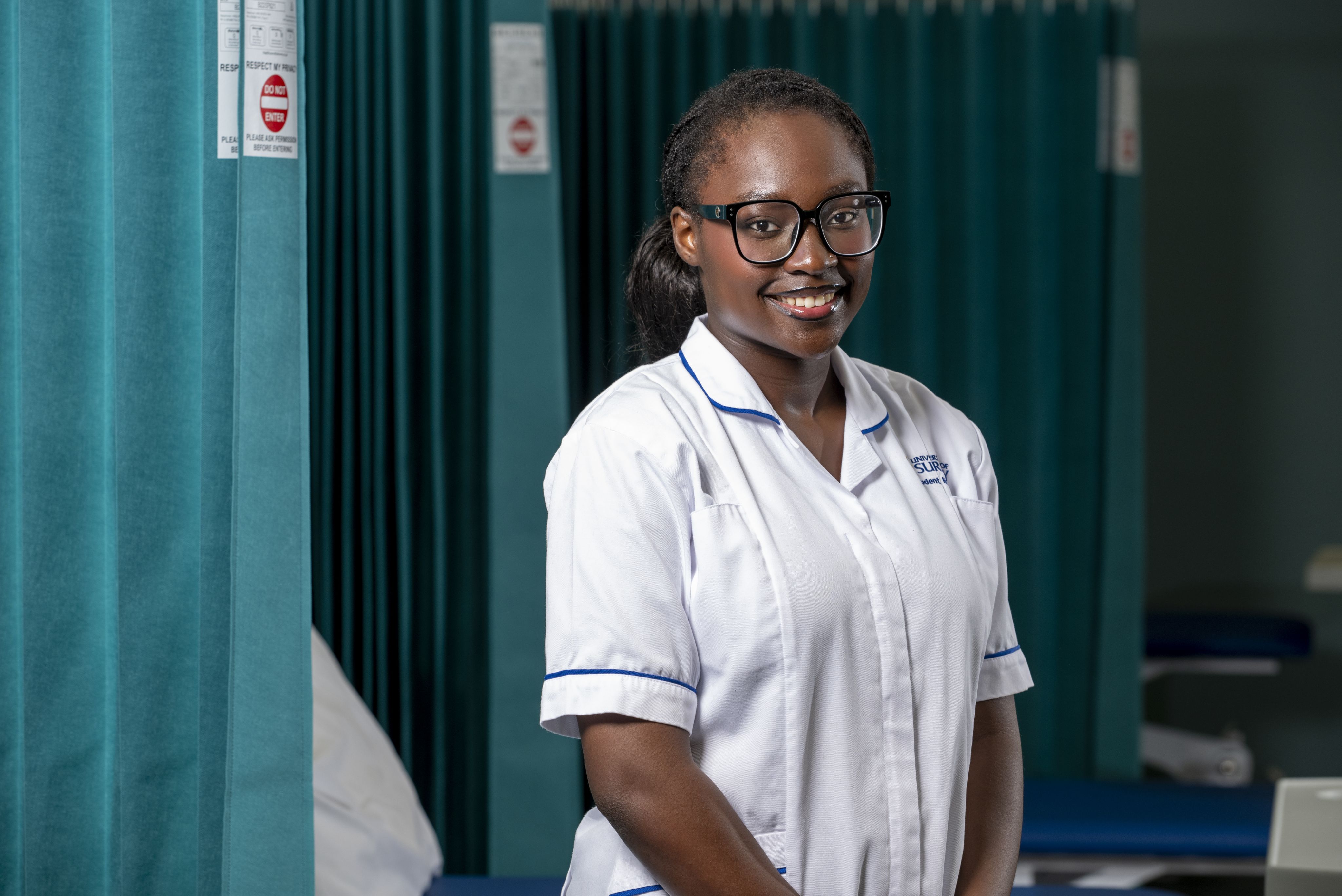 Jaden Ogunlade in the clinical simulation suite at Kate Granger Building