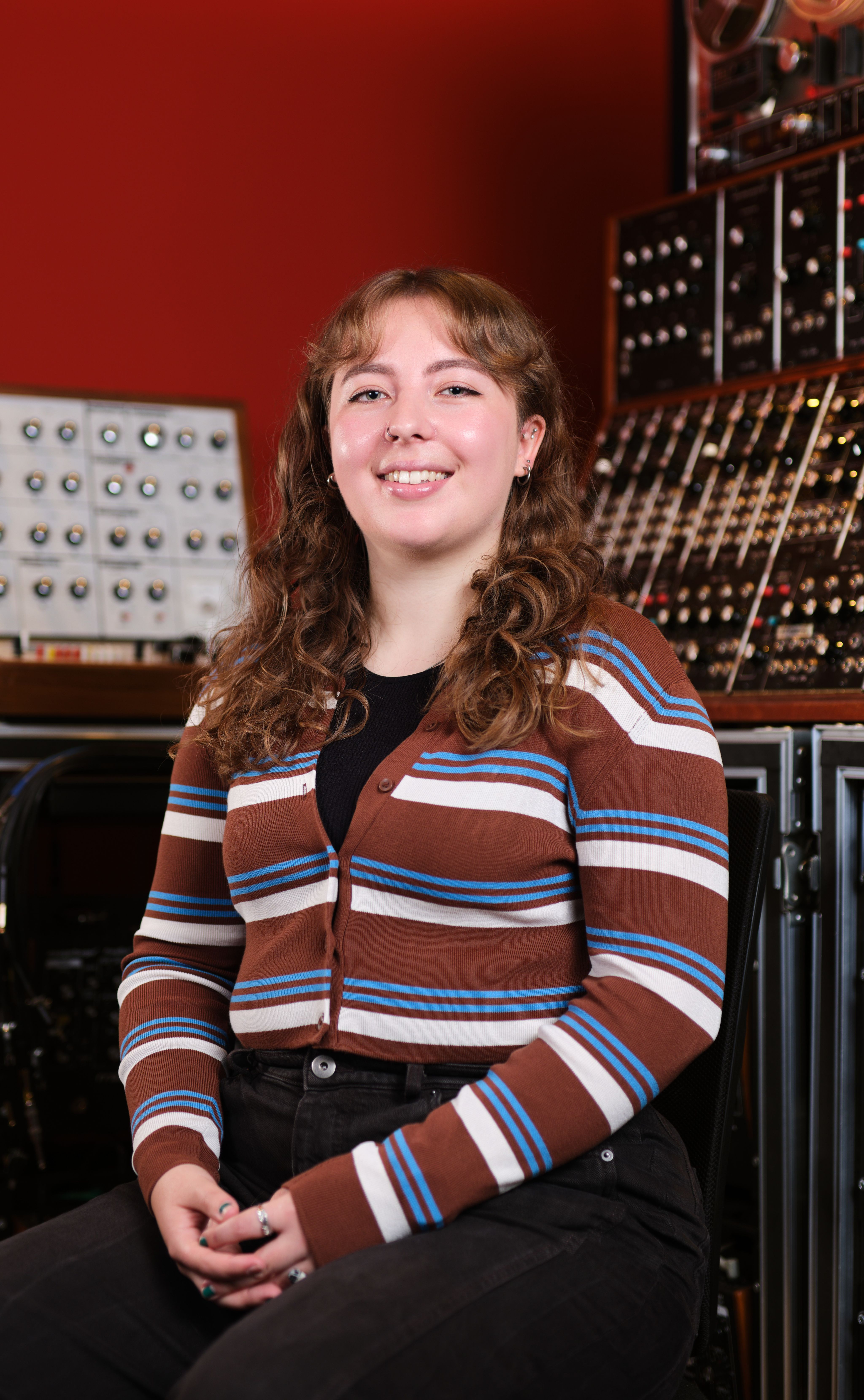 Natasha Winge in the Performing Arts Technology Studio