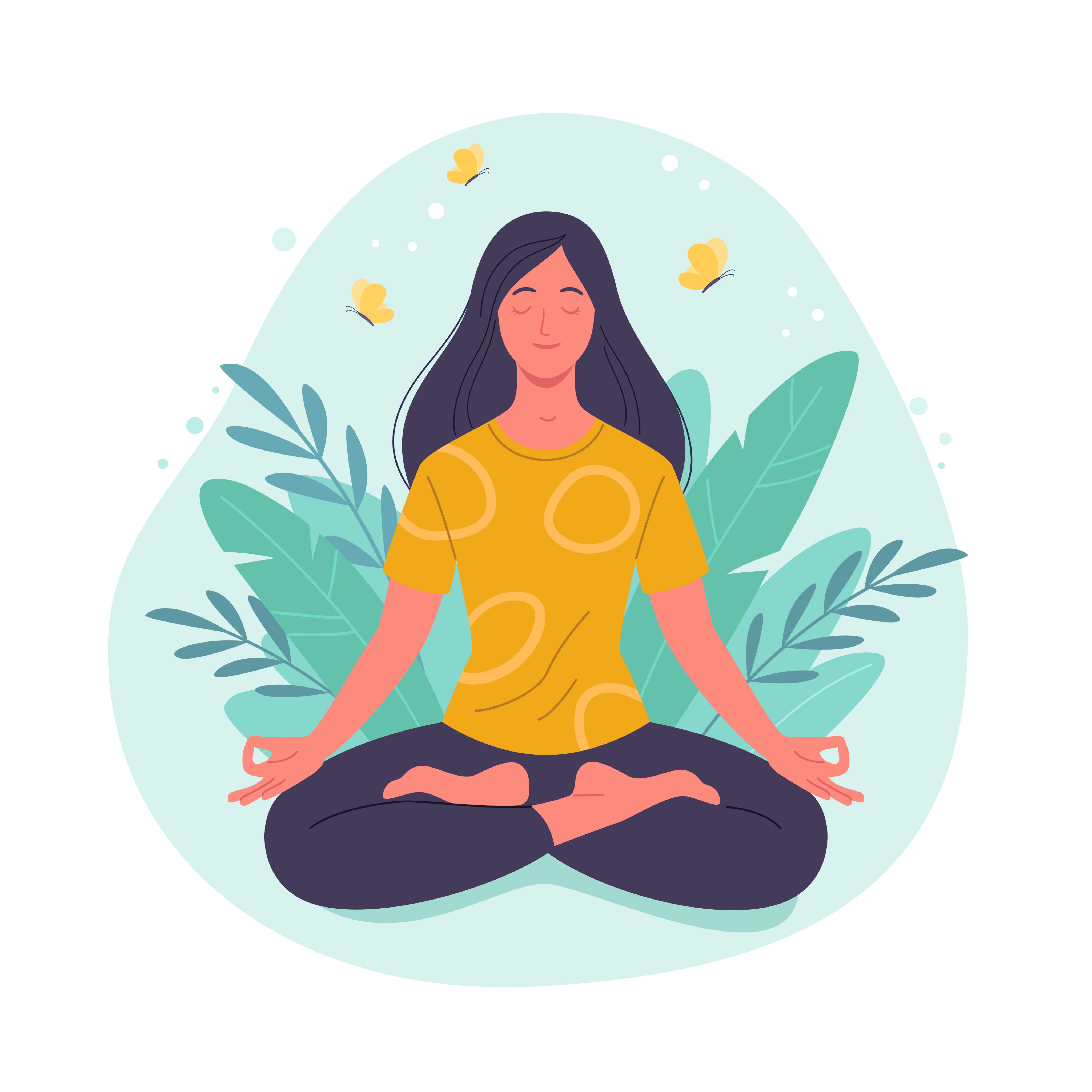 Icons of a woman doing yoga and mindfulness