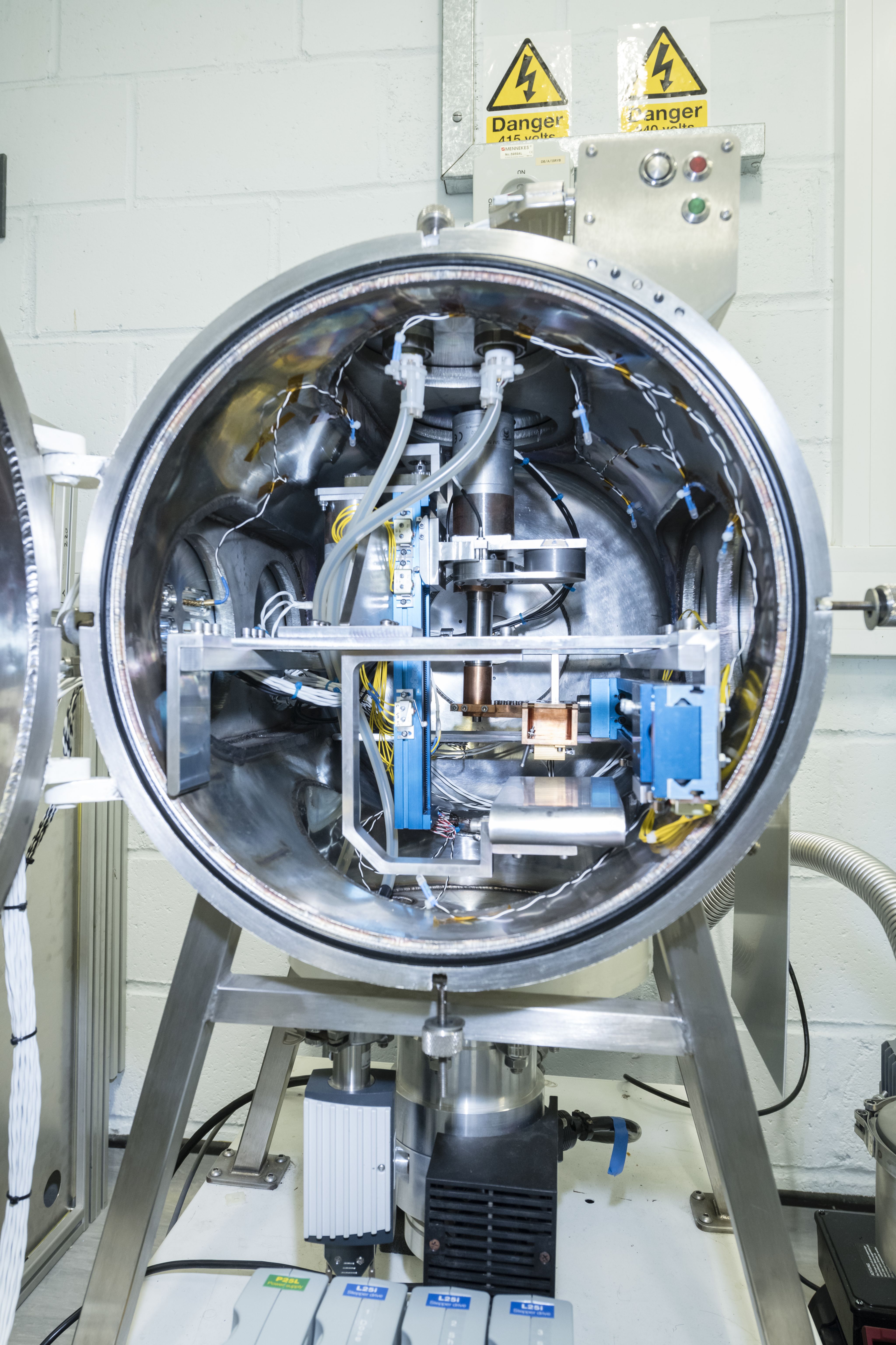 Surrey Space Centre’s unique barrel-like Realistic Electron Environment Facility or REEF, which closely replicates in-orbit conditions