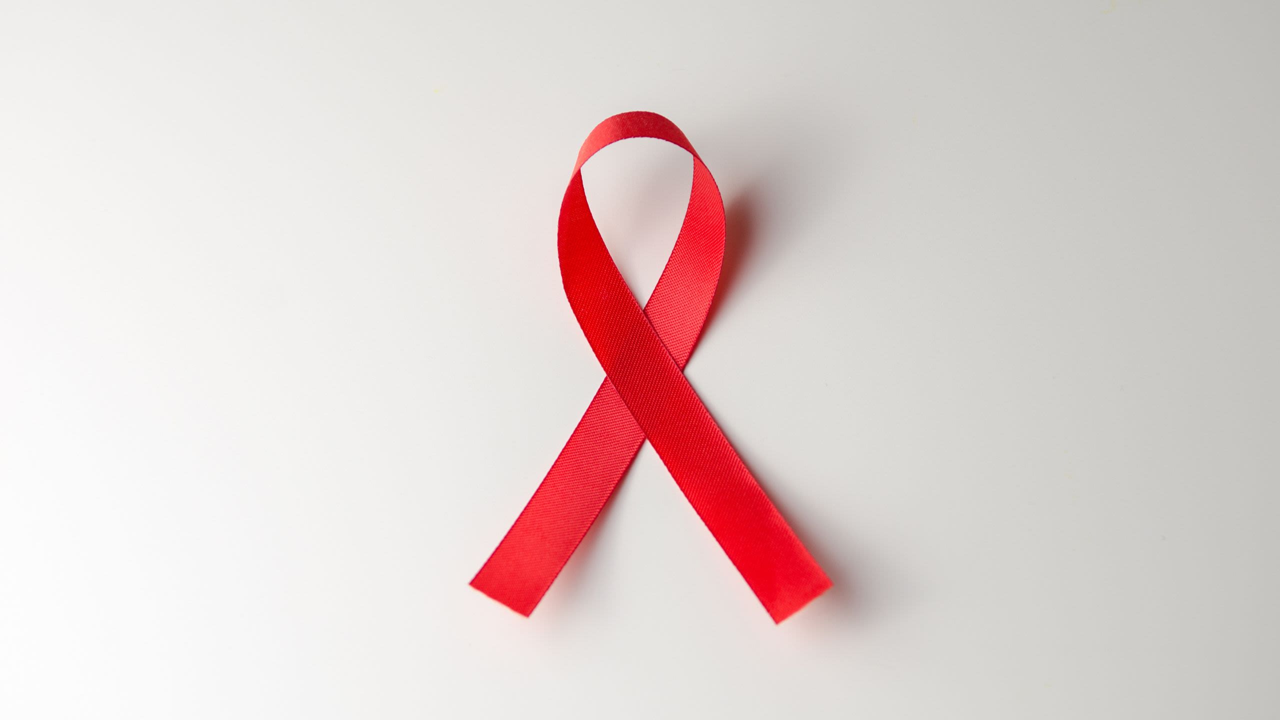 Red ribbon on a white background