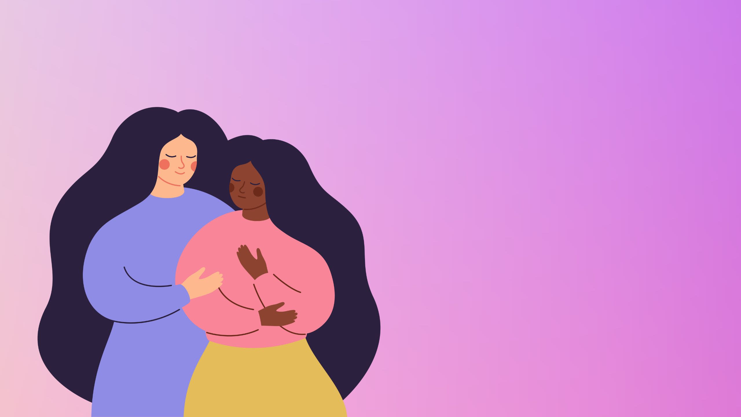 Let's Talk branded graphic of two females embracing