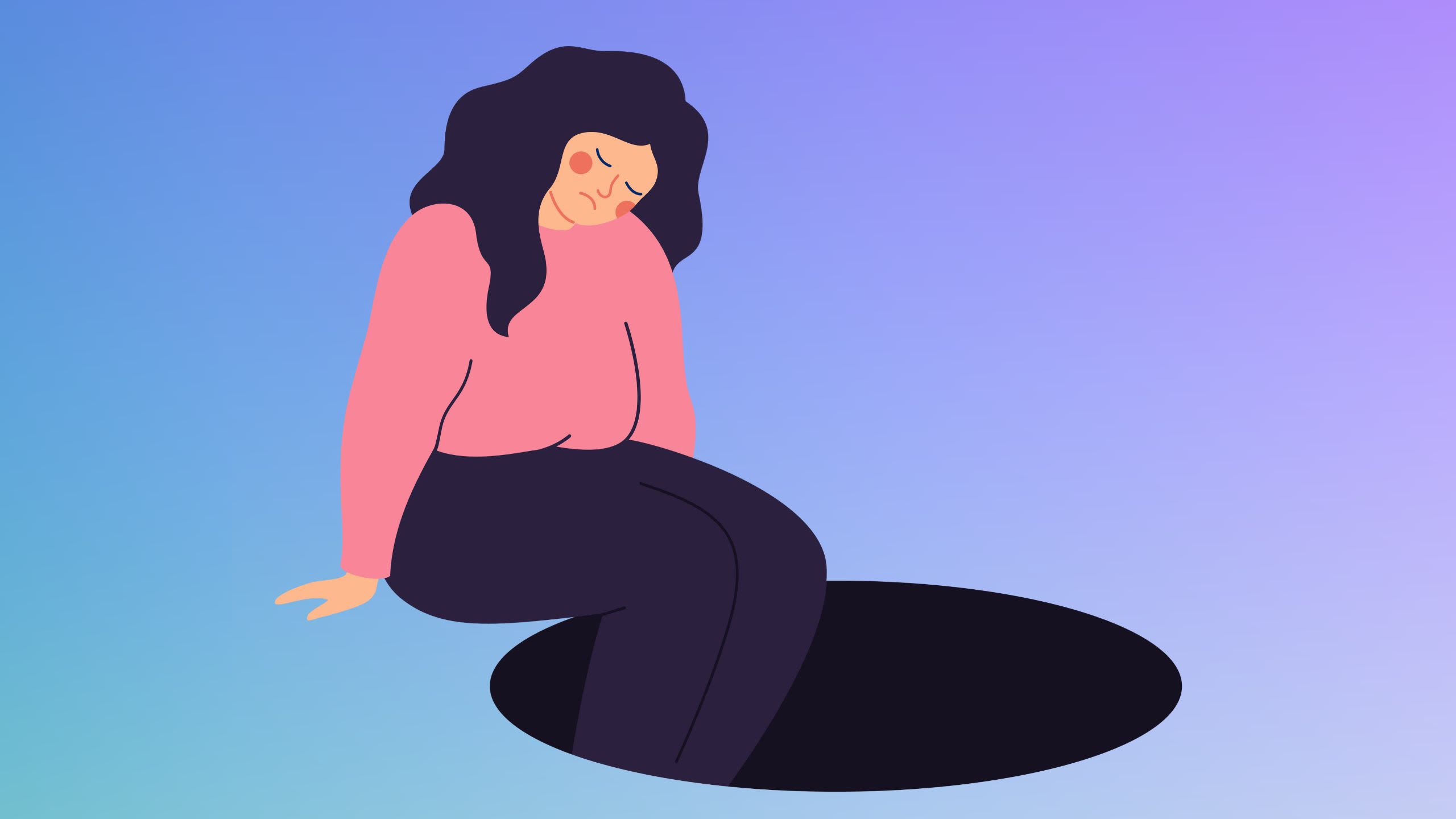 Graphic if a student smiling with a rainbow over their head