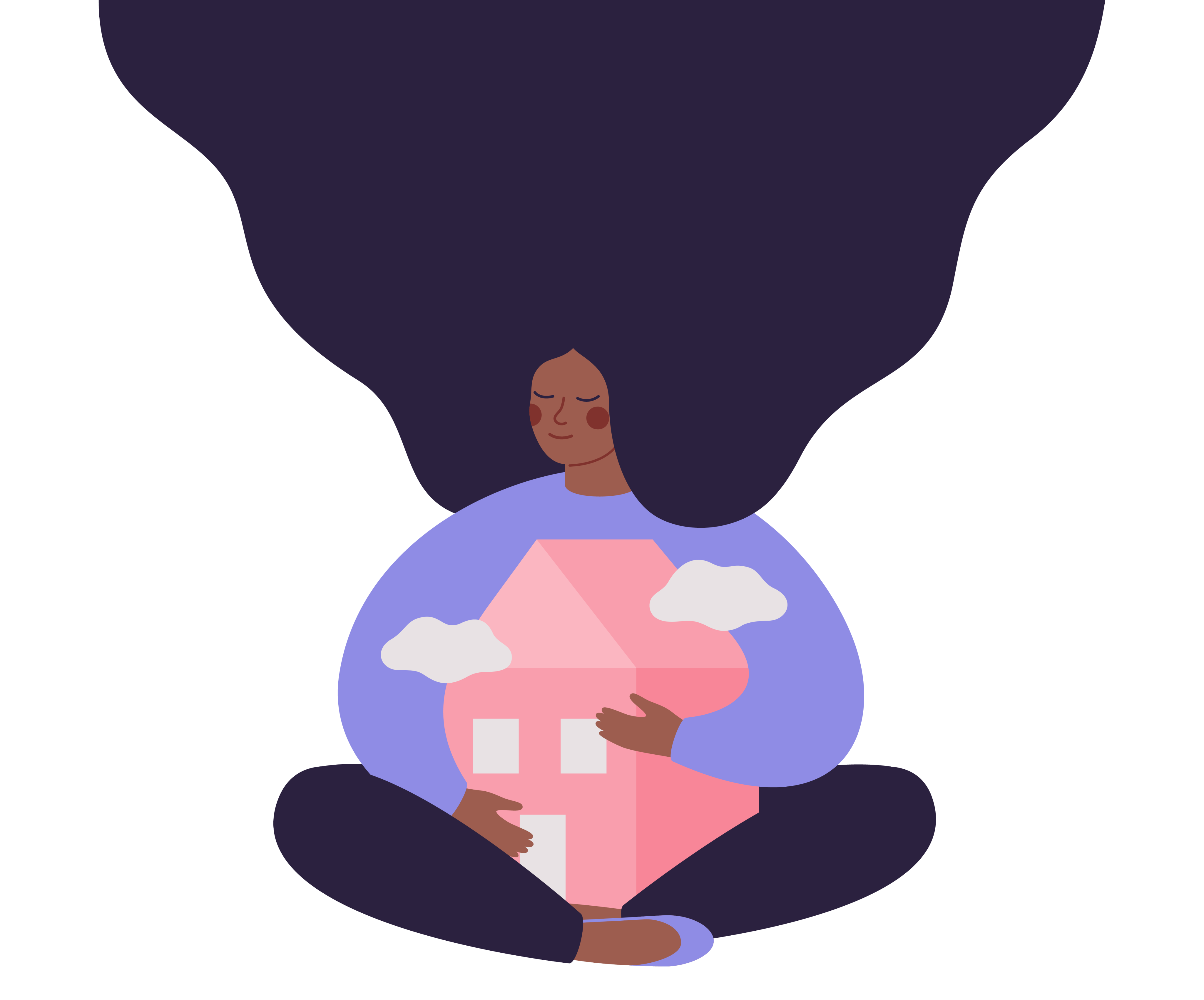 A graphic showing a female holding a model house in her lap