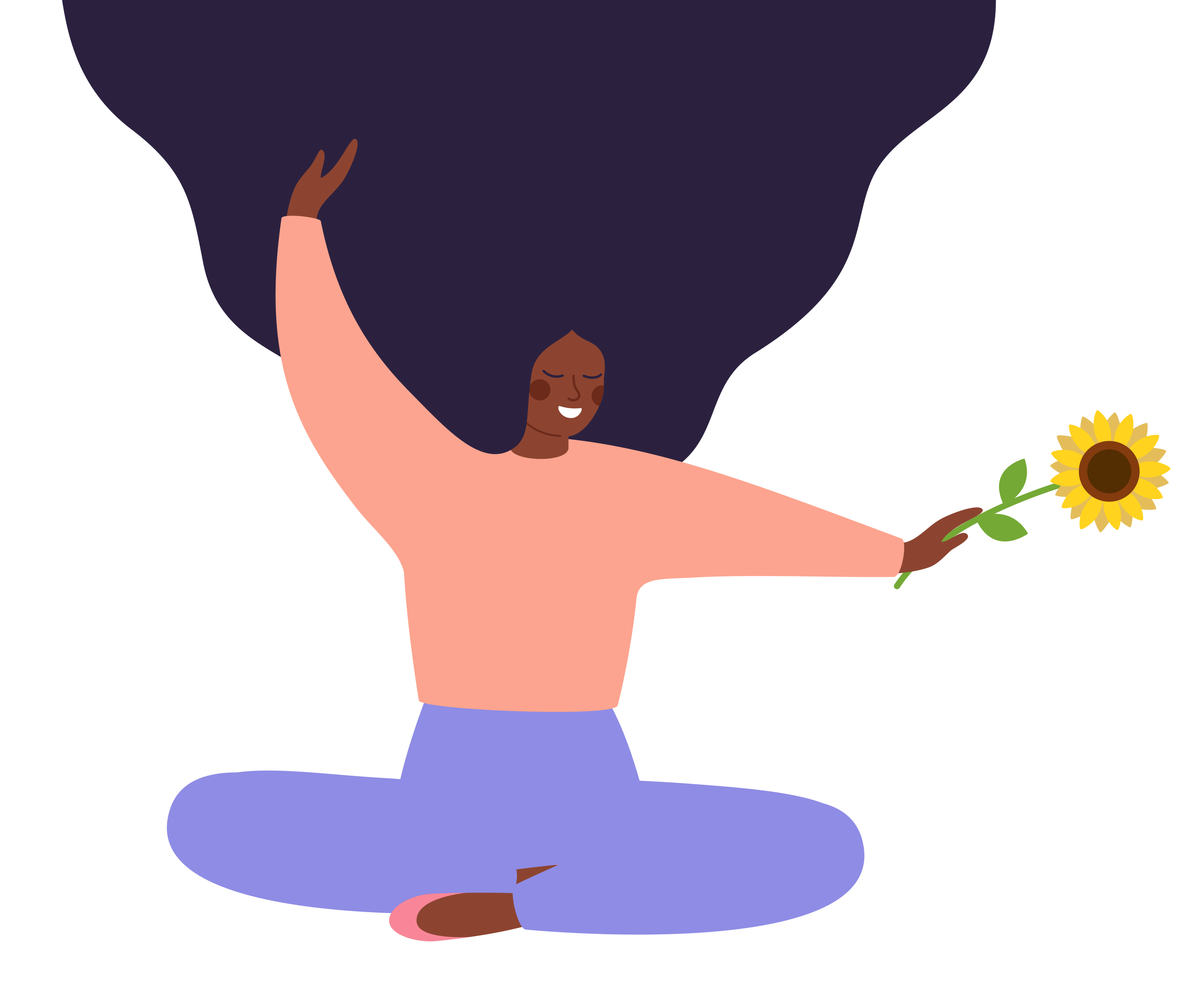 Graphic of a smiling person holding a sunflower