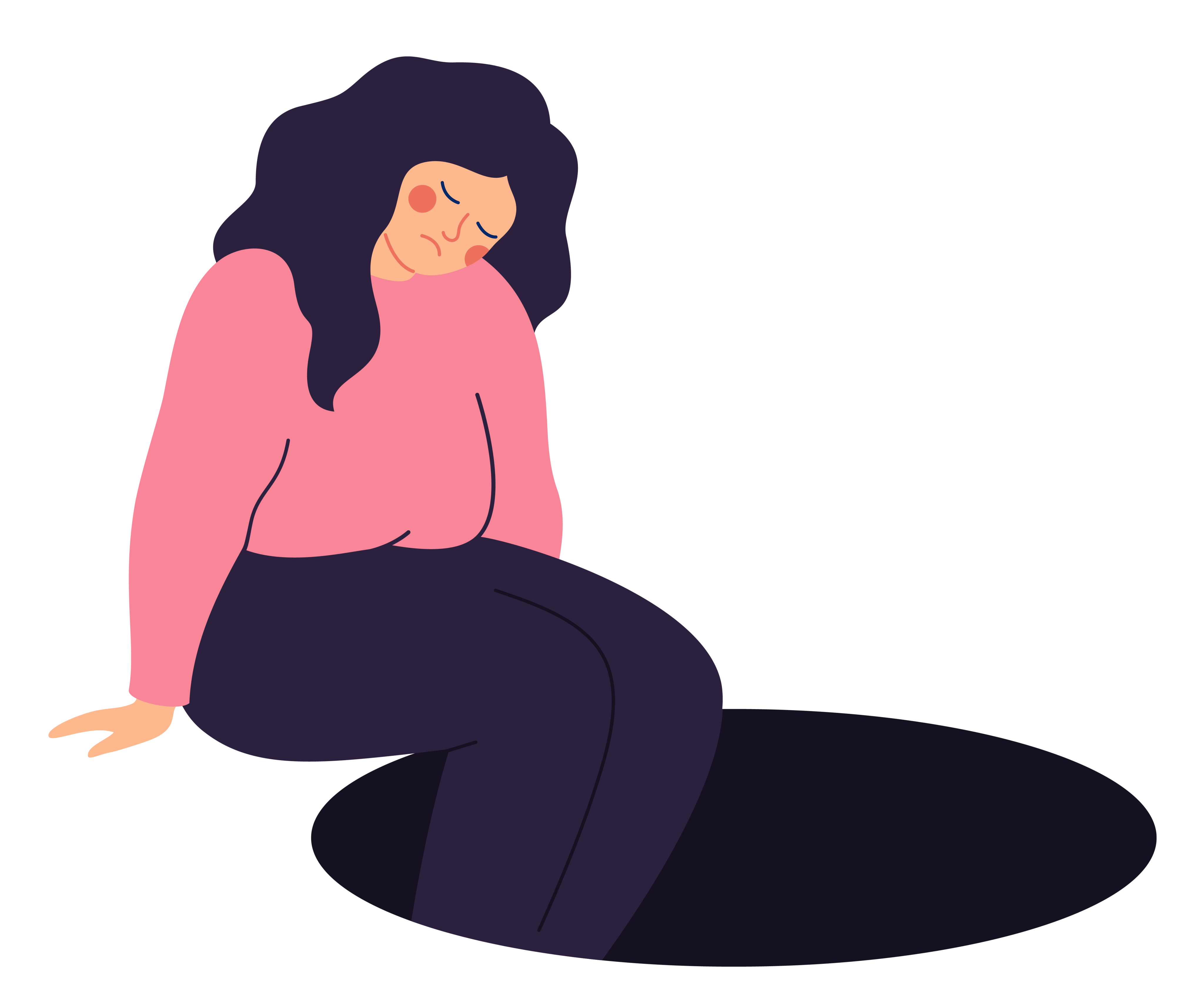 Graphic of a person sat on the edge of a hole