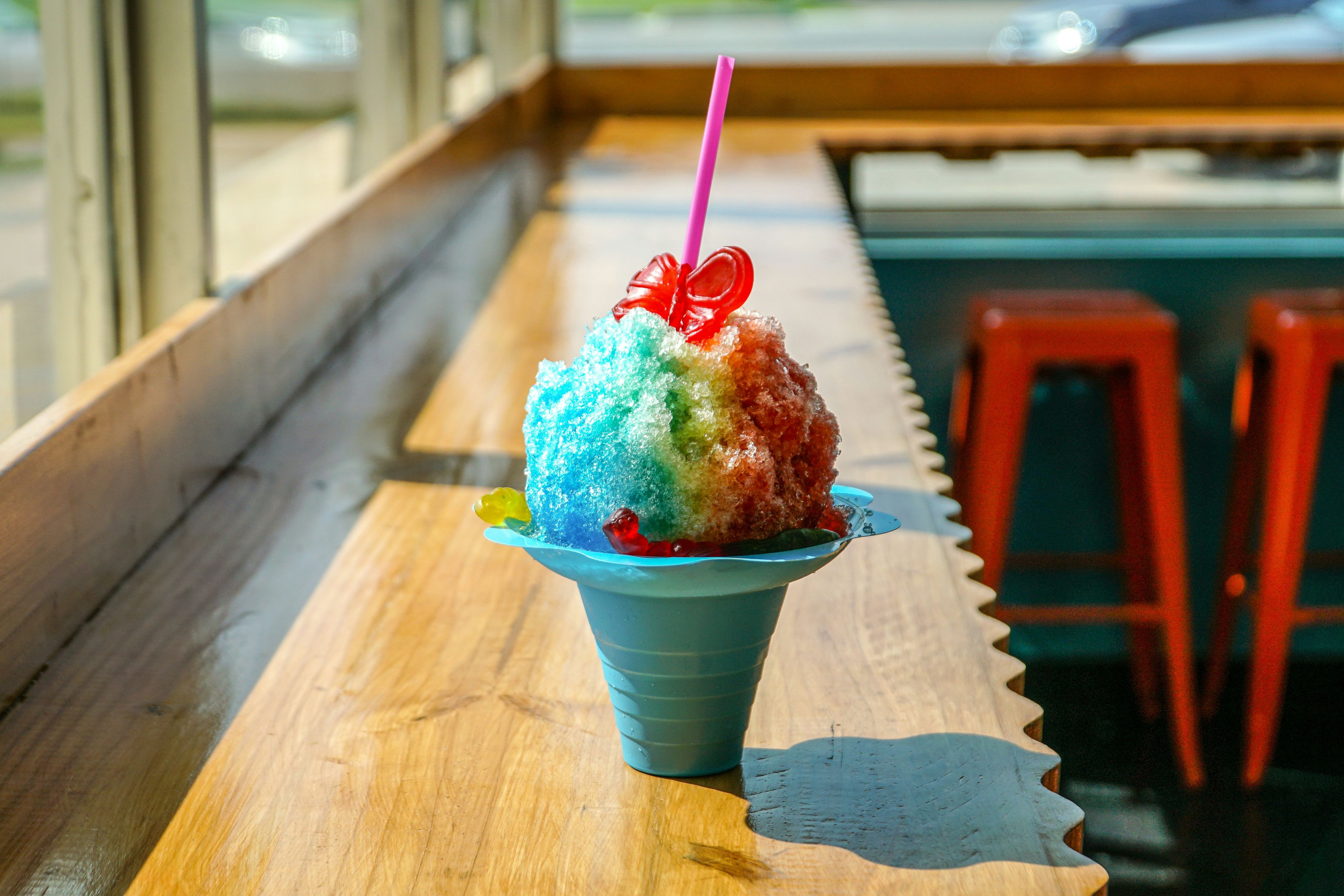 blue ice cream on blue cup