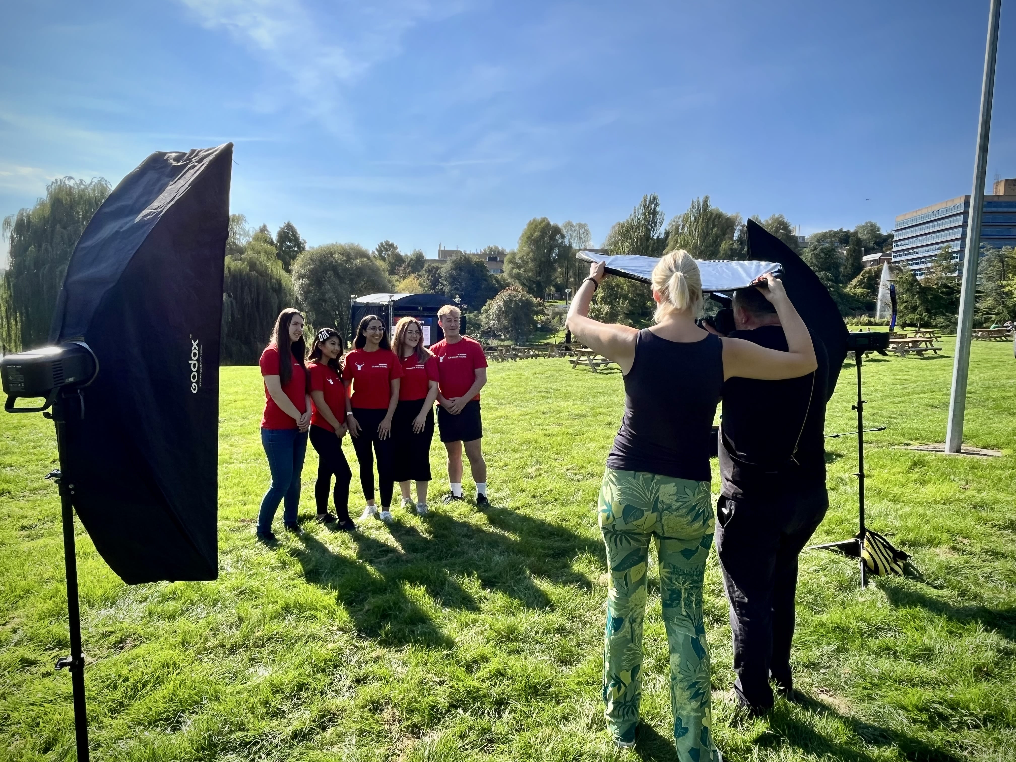 Behind the scenes photoshoot of the SU sabbatical officers
