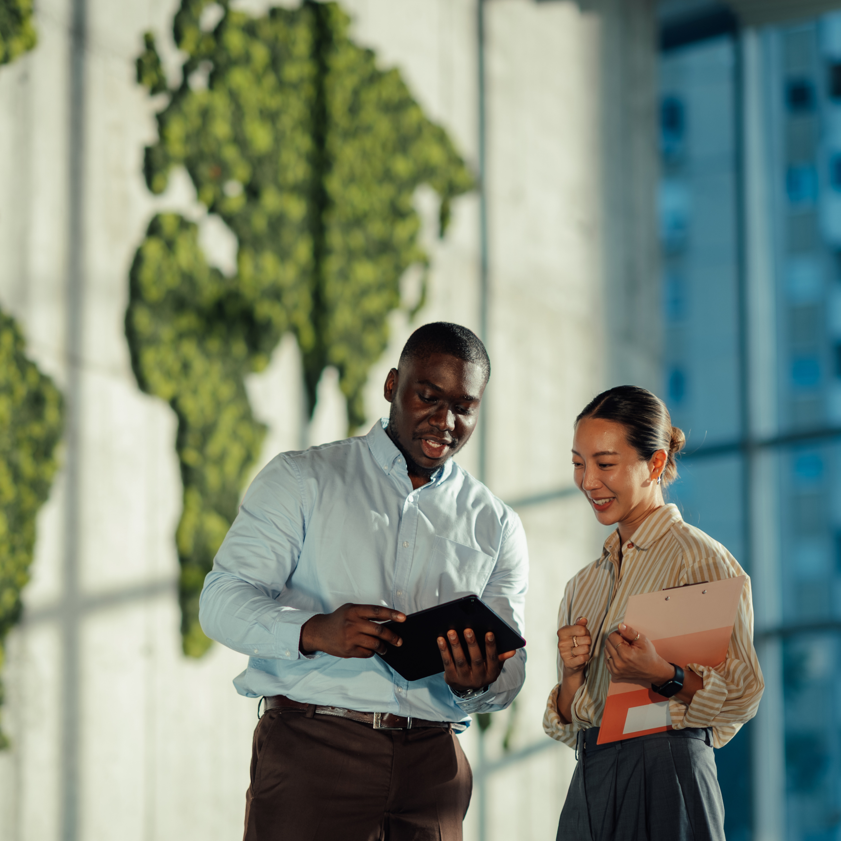 Two colleagues talking