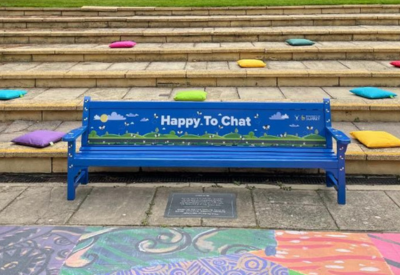 happy to chat bench on campus