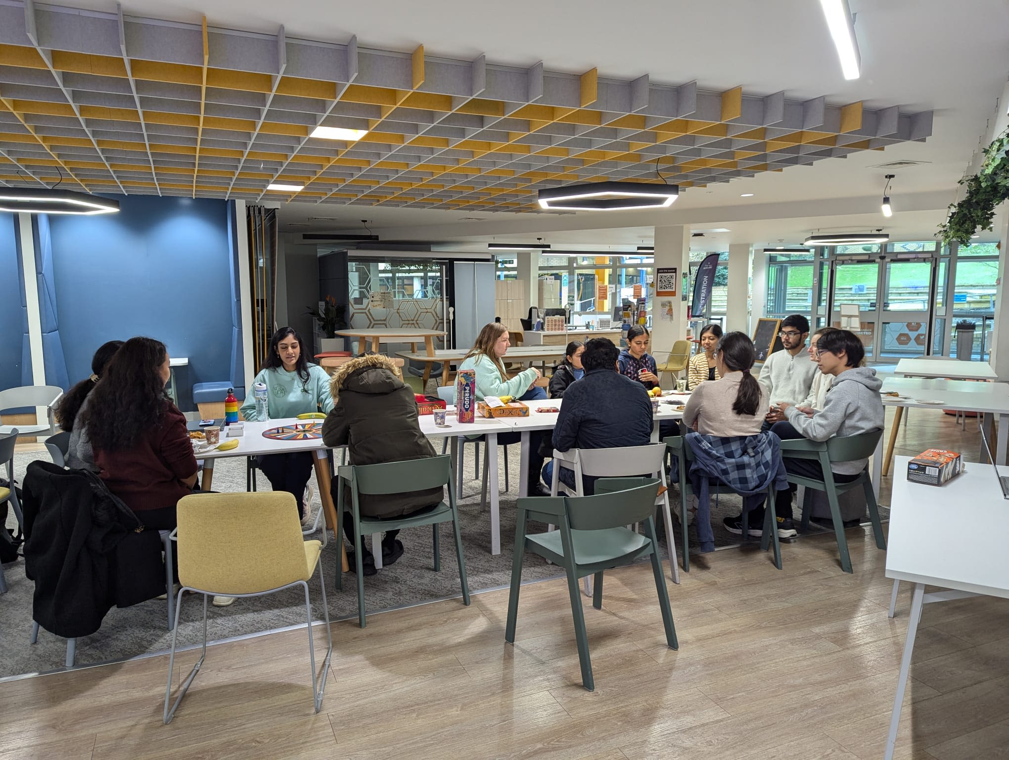 Students play board games in MySurrey Hive